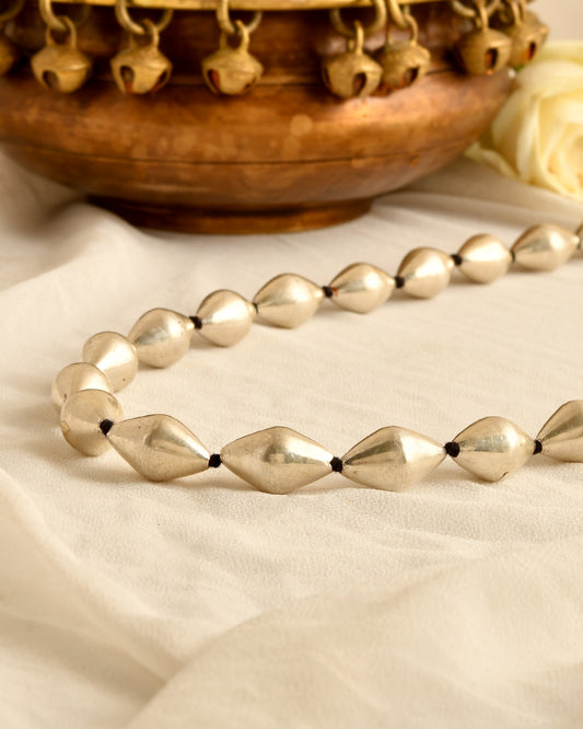 Vintage Faceted Silver Bead Mala