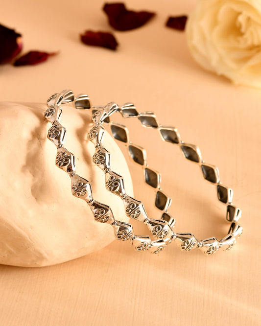 Bead Weave Silver Bangles