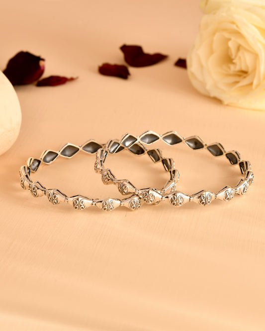 Bead Weave Silver Bangles