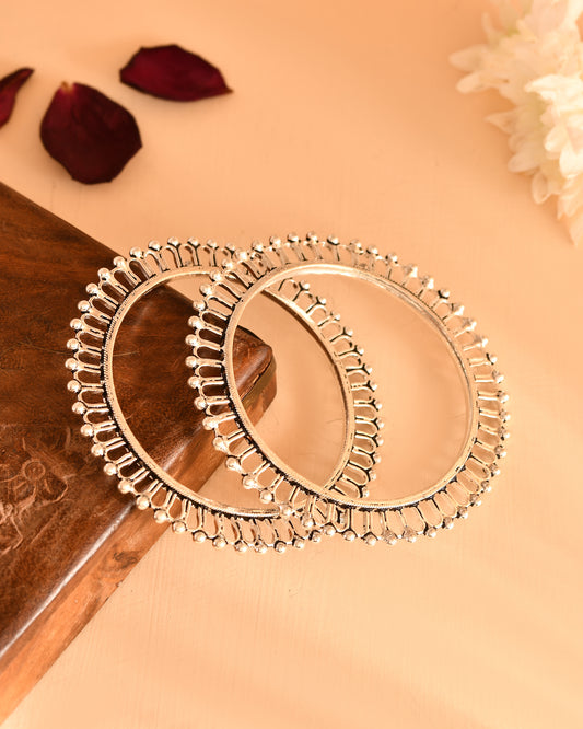 Sunray Fringe Silver Bangles