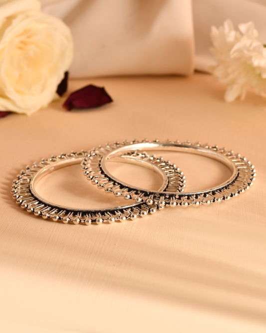 Sunray Fringe Silver Bangles