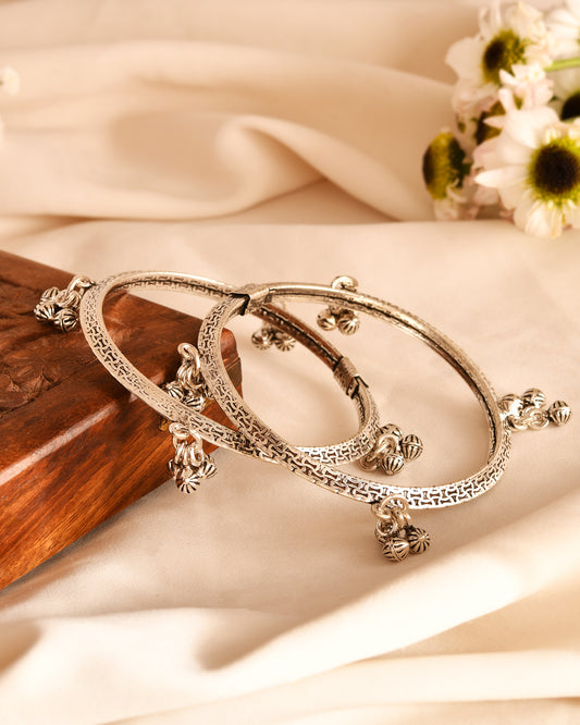 Temple Charm Silver Bangles