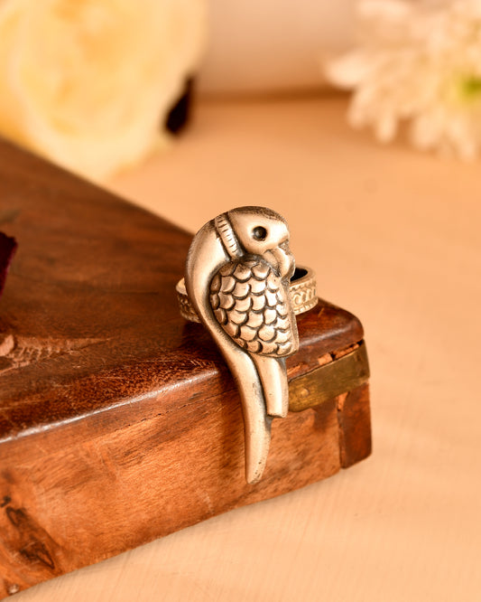 Sparrow Charm Silver Ring