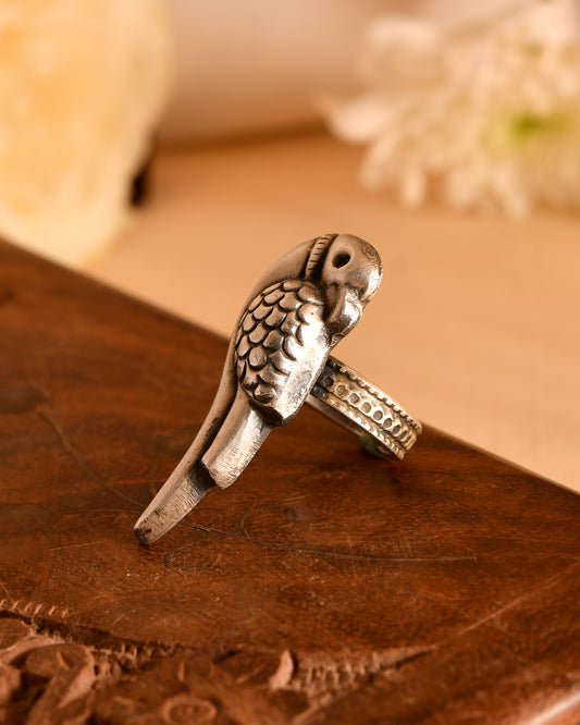 Sparrow Charm Silver Ring