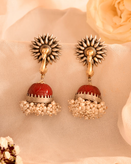 Pearl Peacock Grand Jhumki Earrings