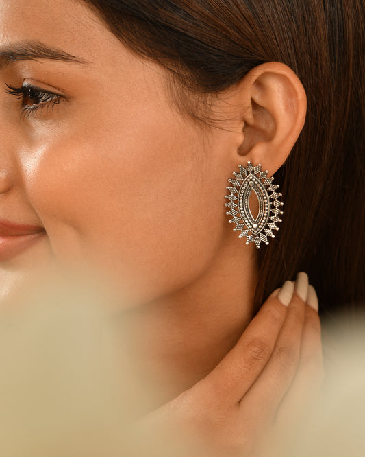 Sunburst Silver Statement Earrings