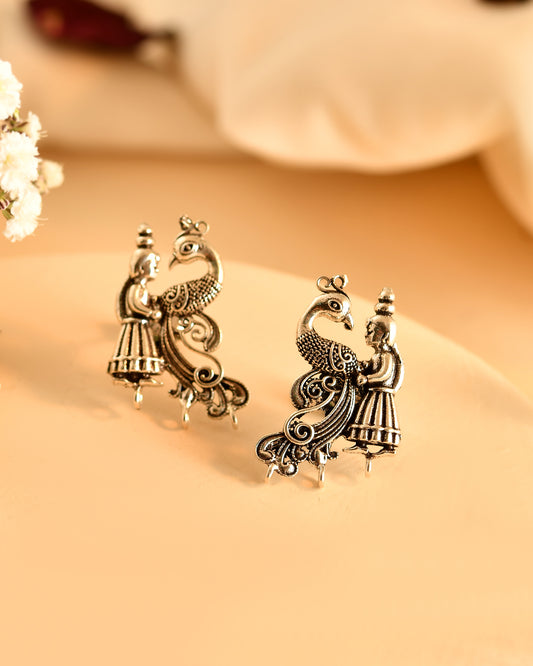 Peacock Royalty Silver Earrings