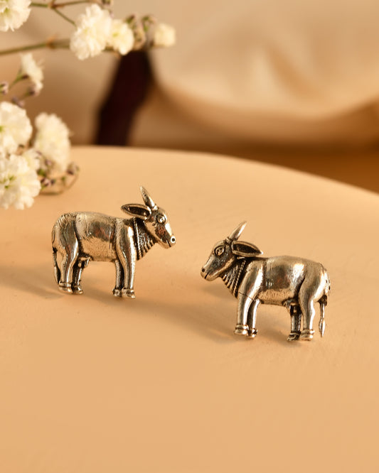 Heritage Bull Silver Stud Earrings