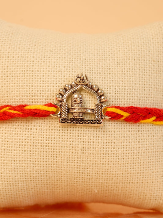 Silver Mandir Shivling Charm Rakhi