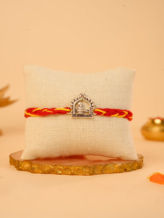 Silver Mandir Shivling Charm Rakhi