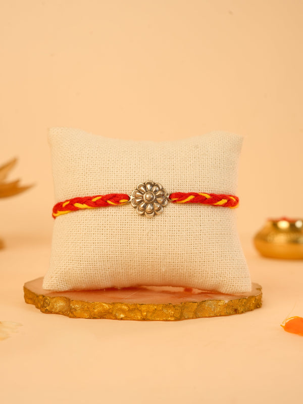 Silver Flower Charm Rakhi