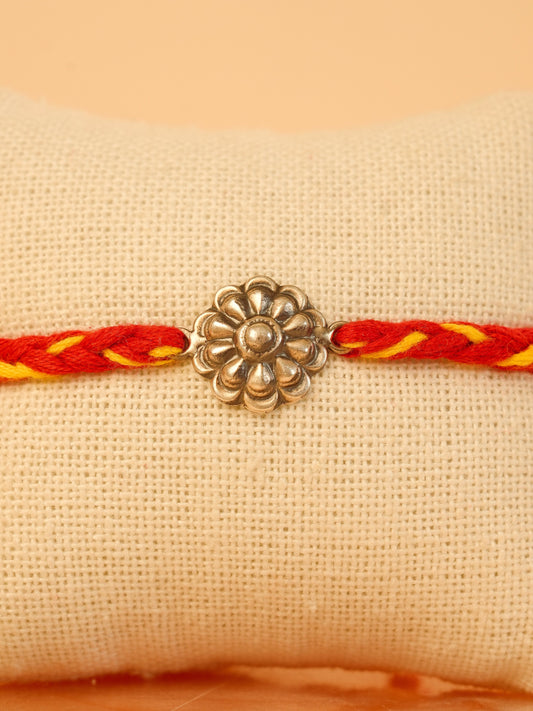 Silver Flower Charm Rakhi