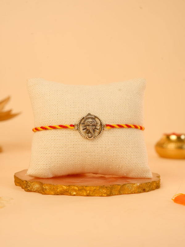 Silver Ganesha Medallion Charm Rakhi