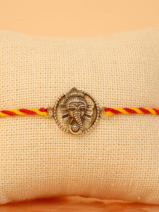 Silver Ganesha Medallion Charm Rakhi