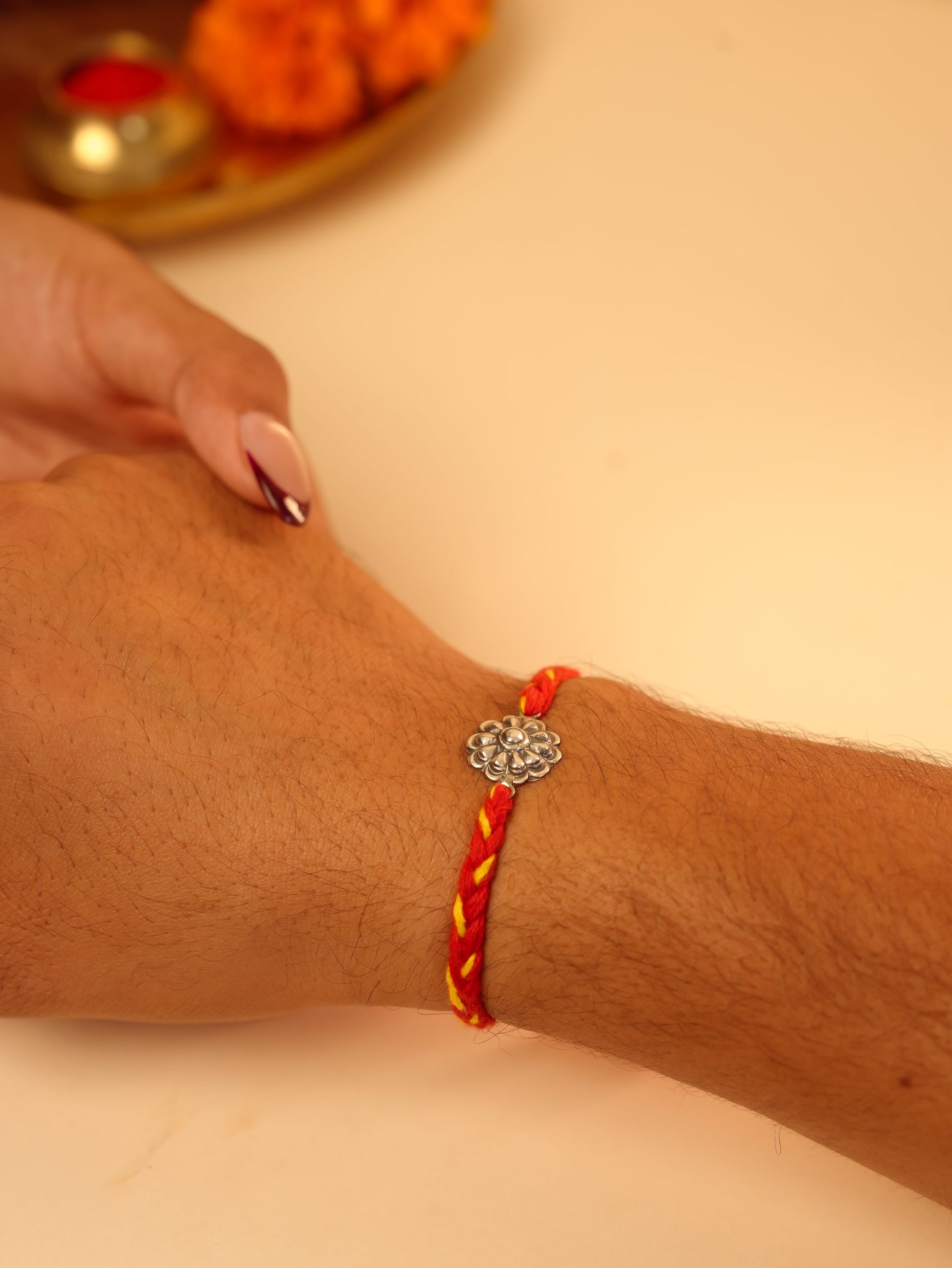 Silver Flower Charm Rakhi
