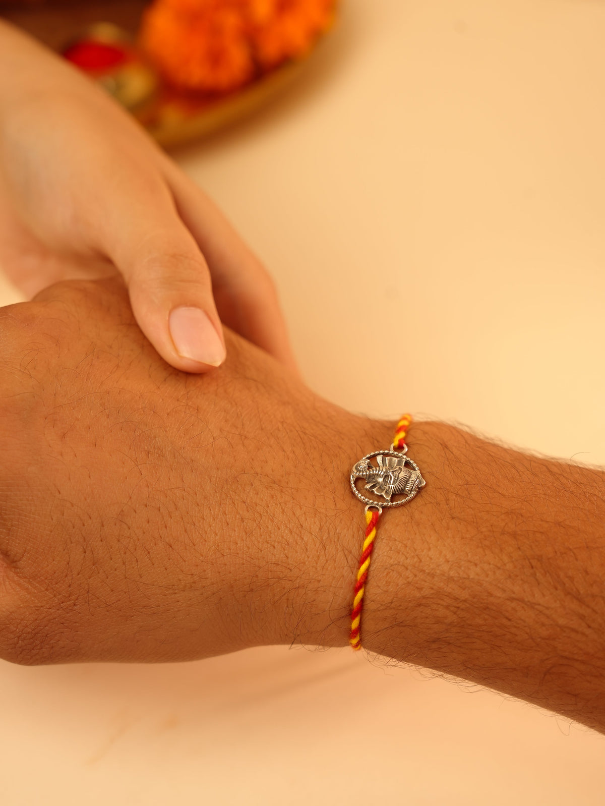 Silver Ganesha Medallion Charm Rakhi