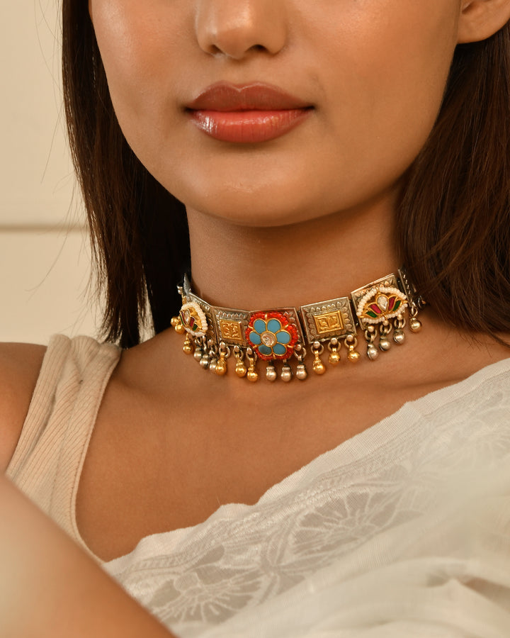 Folk Art Panel Necklace Set