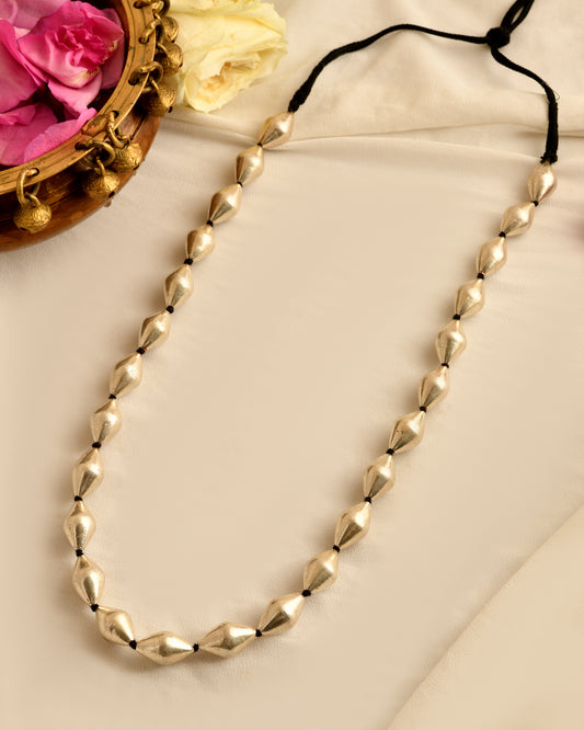 Vintage Faceted Silver Bead Mala