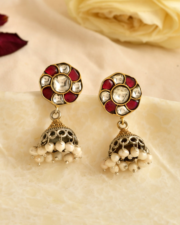 Kundan Pearl Jhumki Earrings