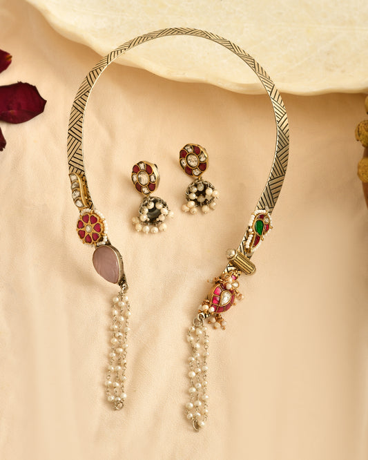 Heritage Drop Collar Necklace Set (With Earrings)