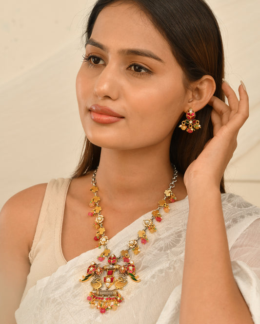 Rajsi Mayur Heritage Necklace Set (With Earrings)