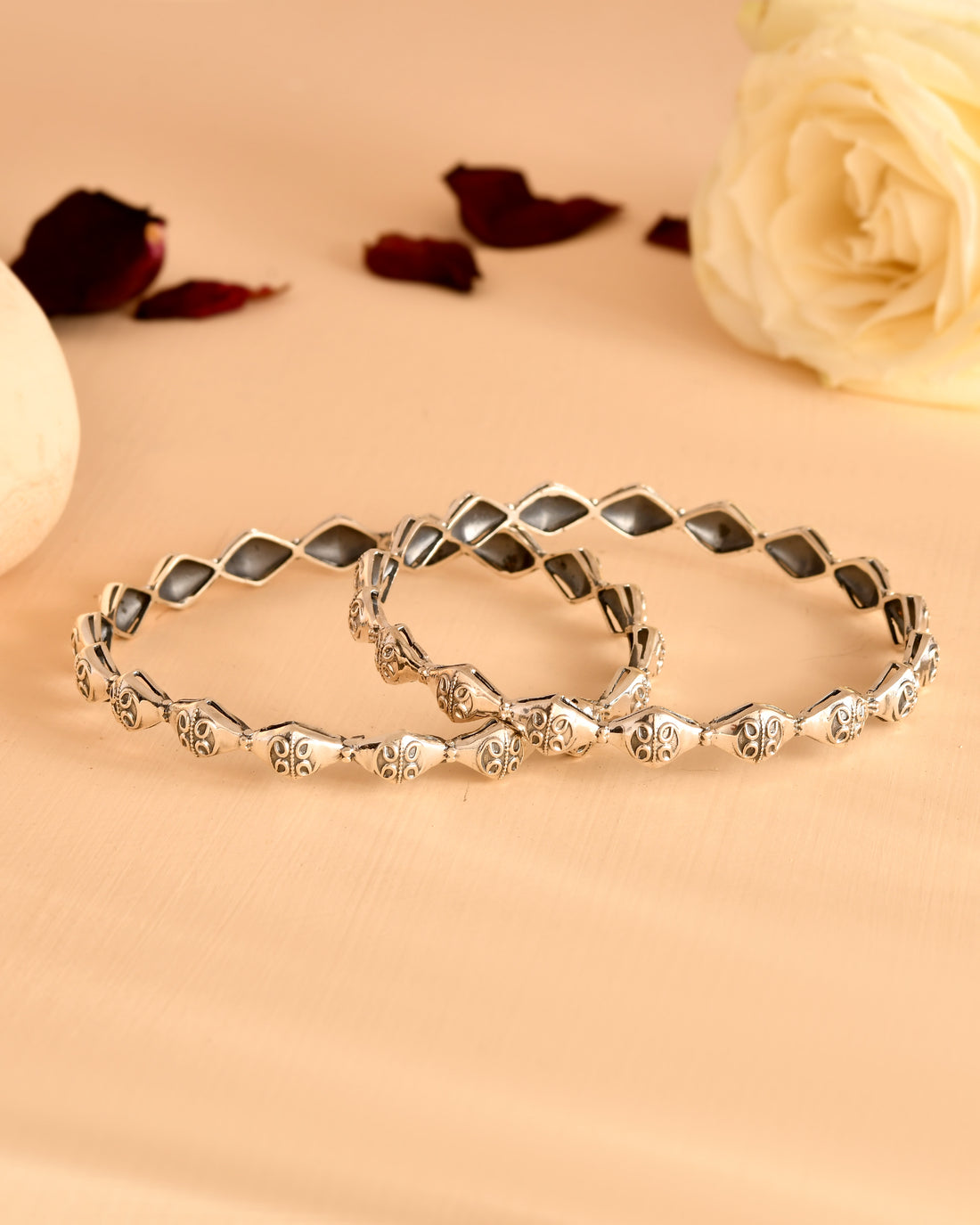 Bead Weave Silver Bangles