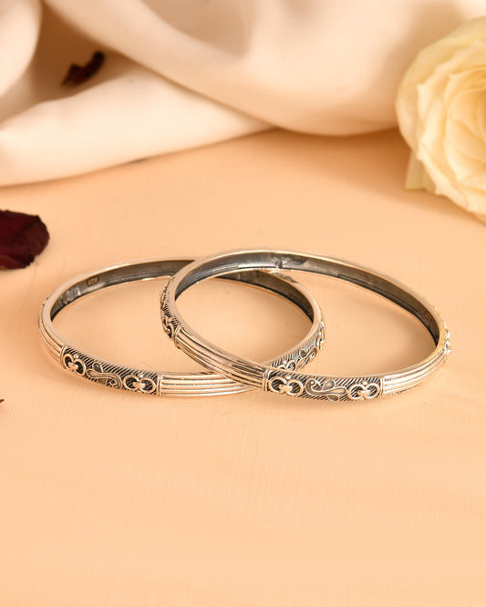 Heritage Carved Silver Bangles