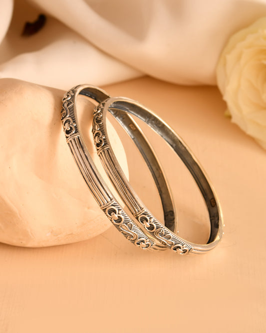 Heritage Carved Silver Bangles