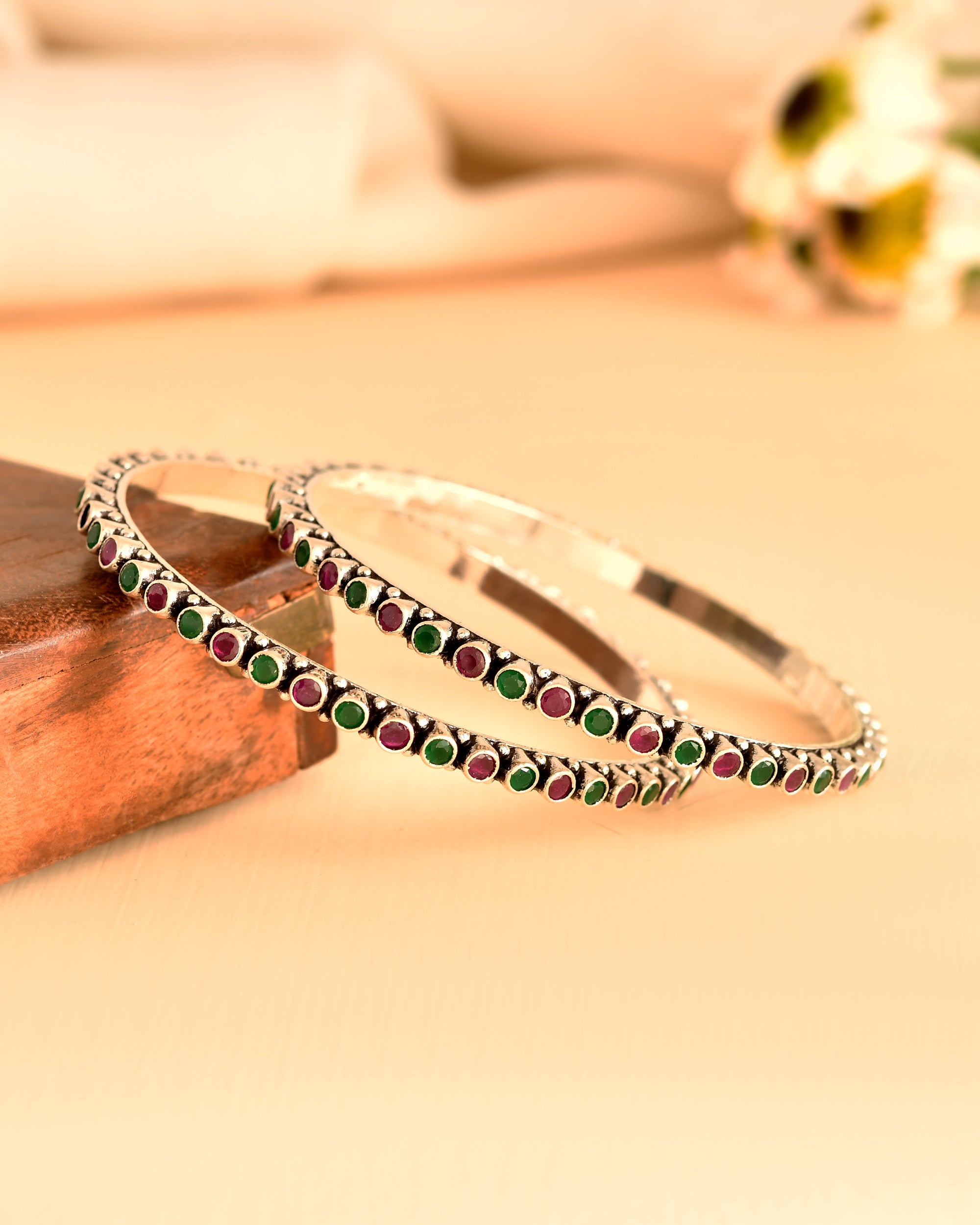 Ruby Emerald Line Bangles