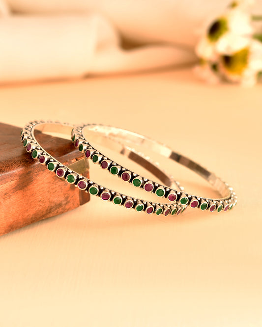 Ruby Emerald Line Bangles