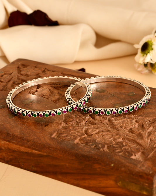 Ruby Emerald Line Bangles