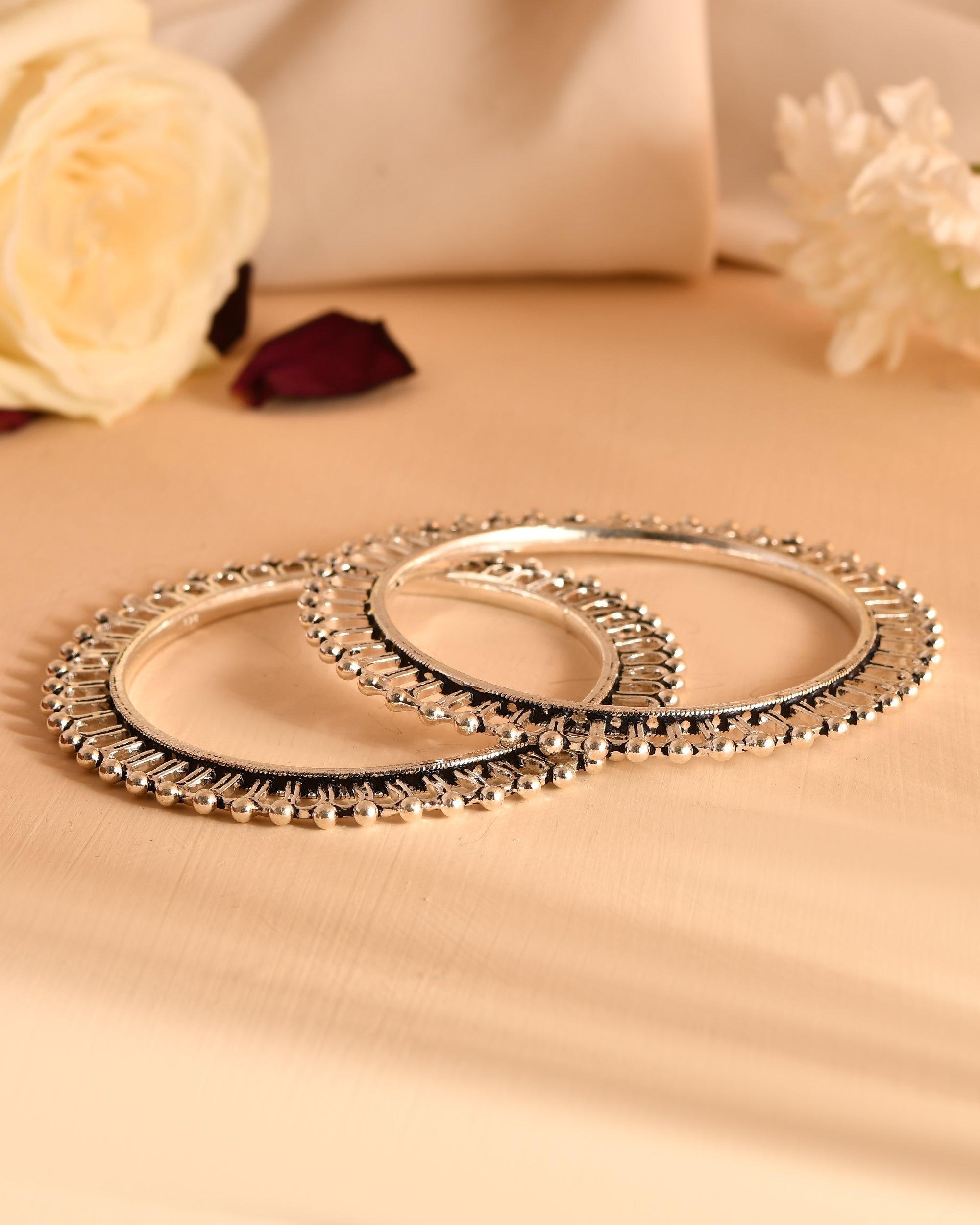 Sunray Fringe Silver Bangles