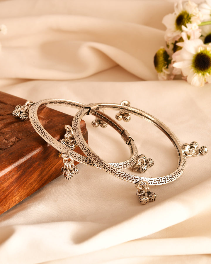 Temple Charm Silver Bangles