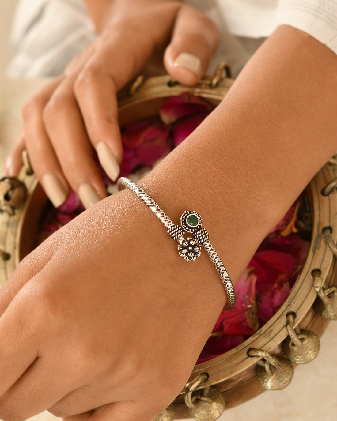 Emerald Blossom Open Cuff