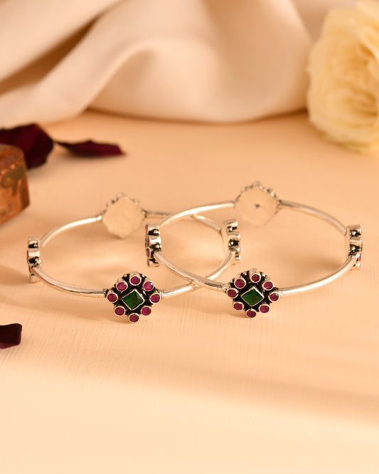 Emerald Bloom Heritage Bangles
