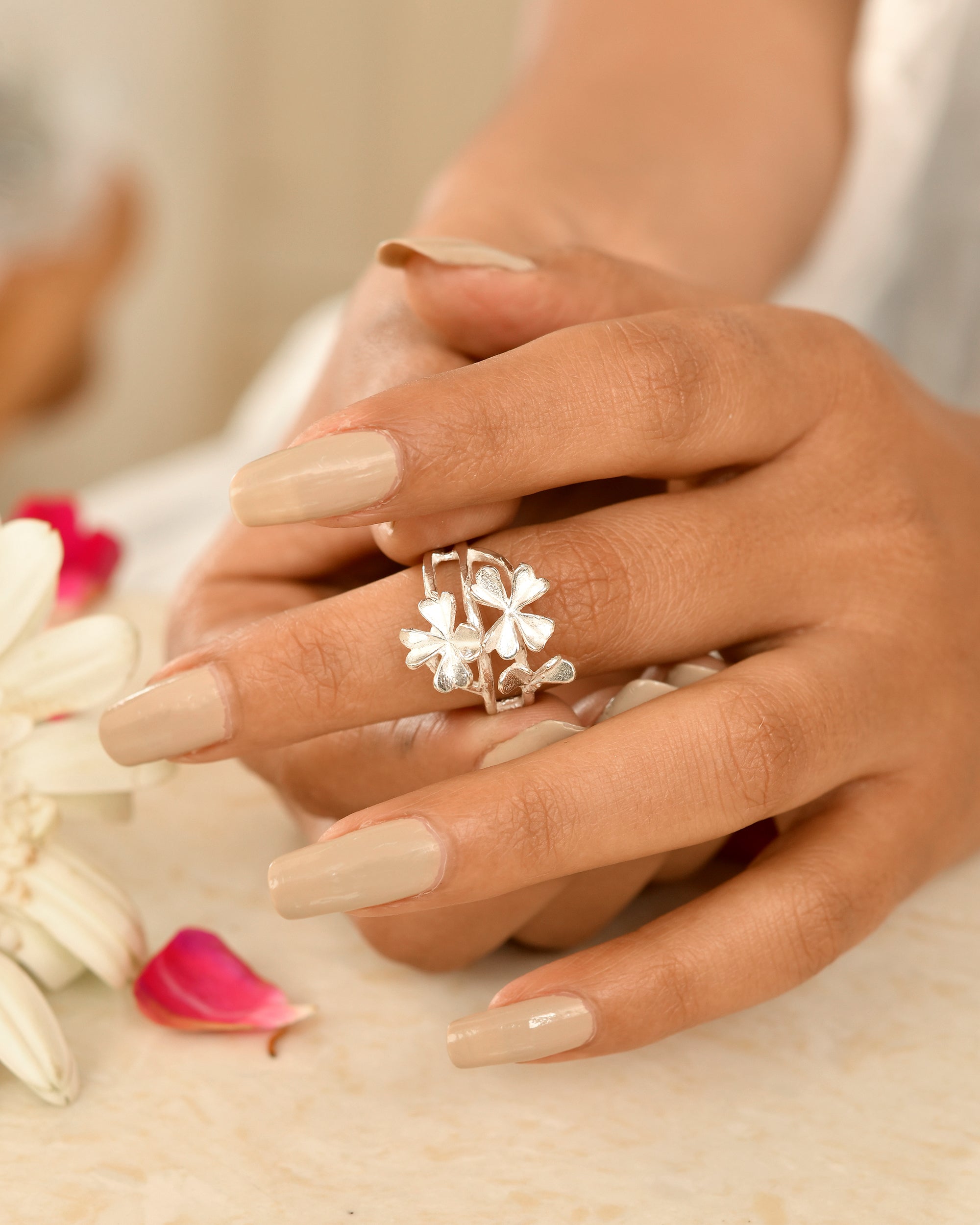 Floral Vine Silver Ring