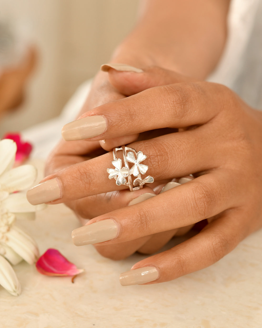 Floral Vine Silver Ring