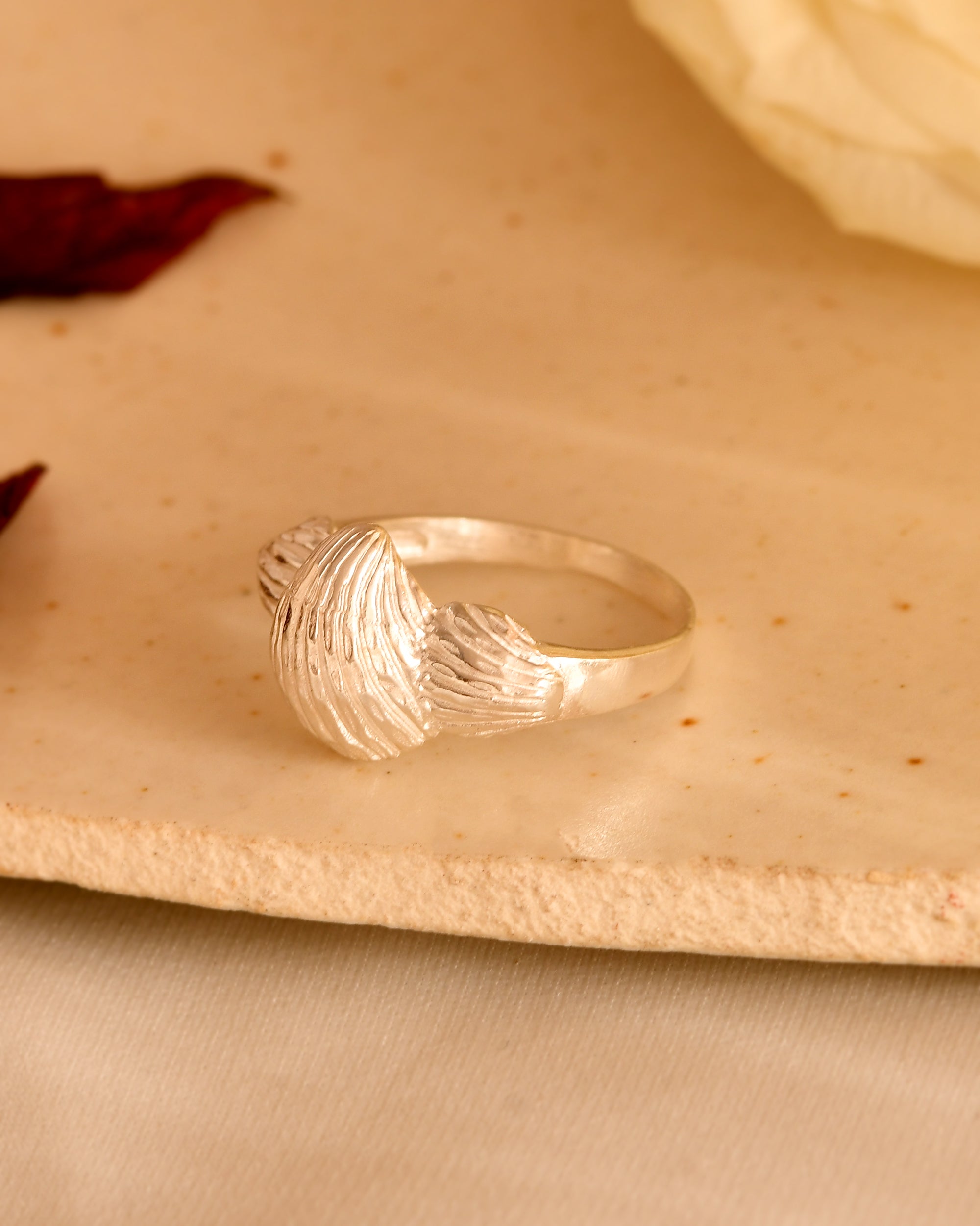 Feather Bloom Silver Ring