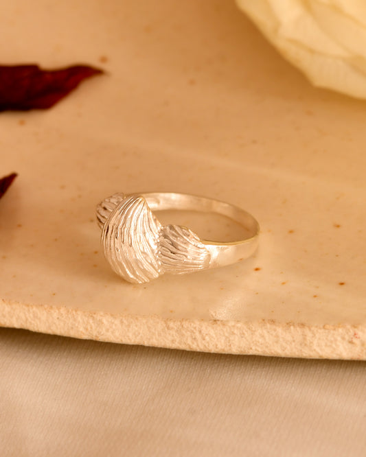 Feather Bloom Silver Ring