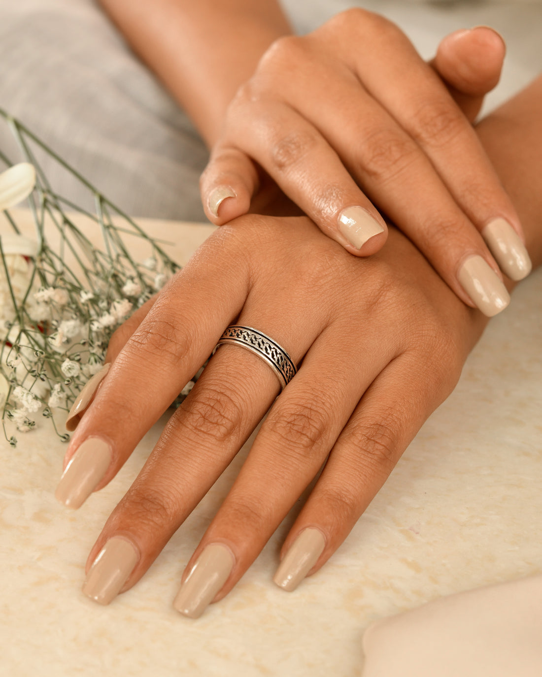 Heritage Engraved Silver Band Ring
