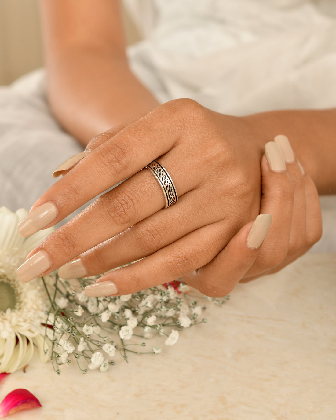 Heritage Engraved Silver Band Ring