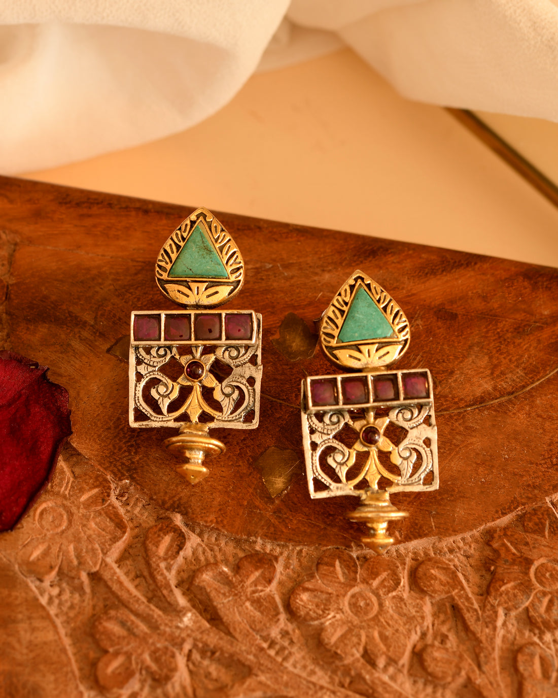 Heritage Temple Drop Earrings