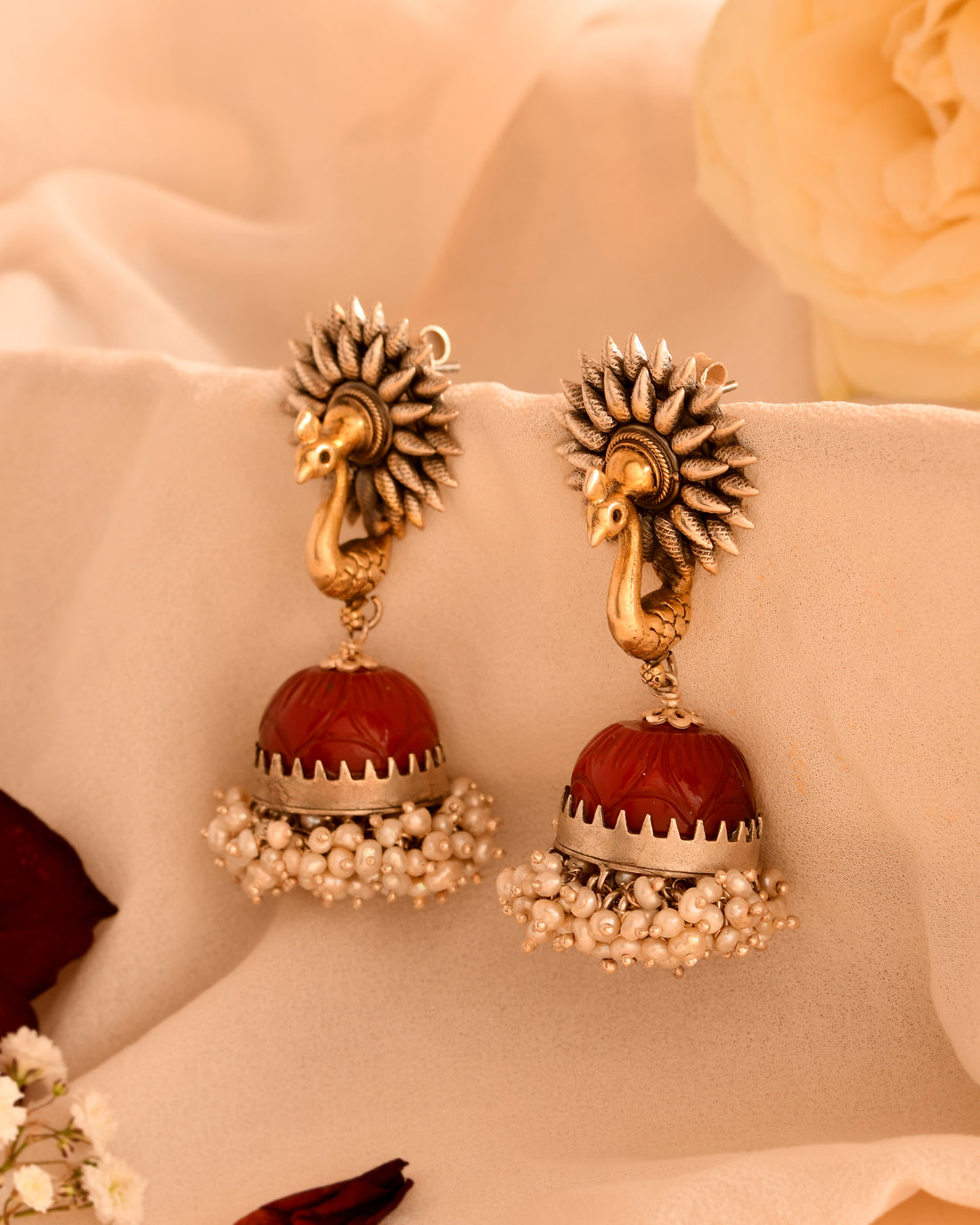 Pearl Peacock Grand Jhumki Earrings