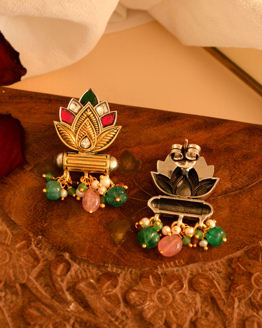 Lotus Garden Silver Earrings