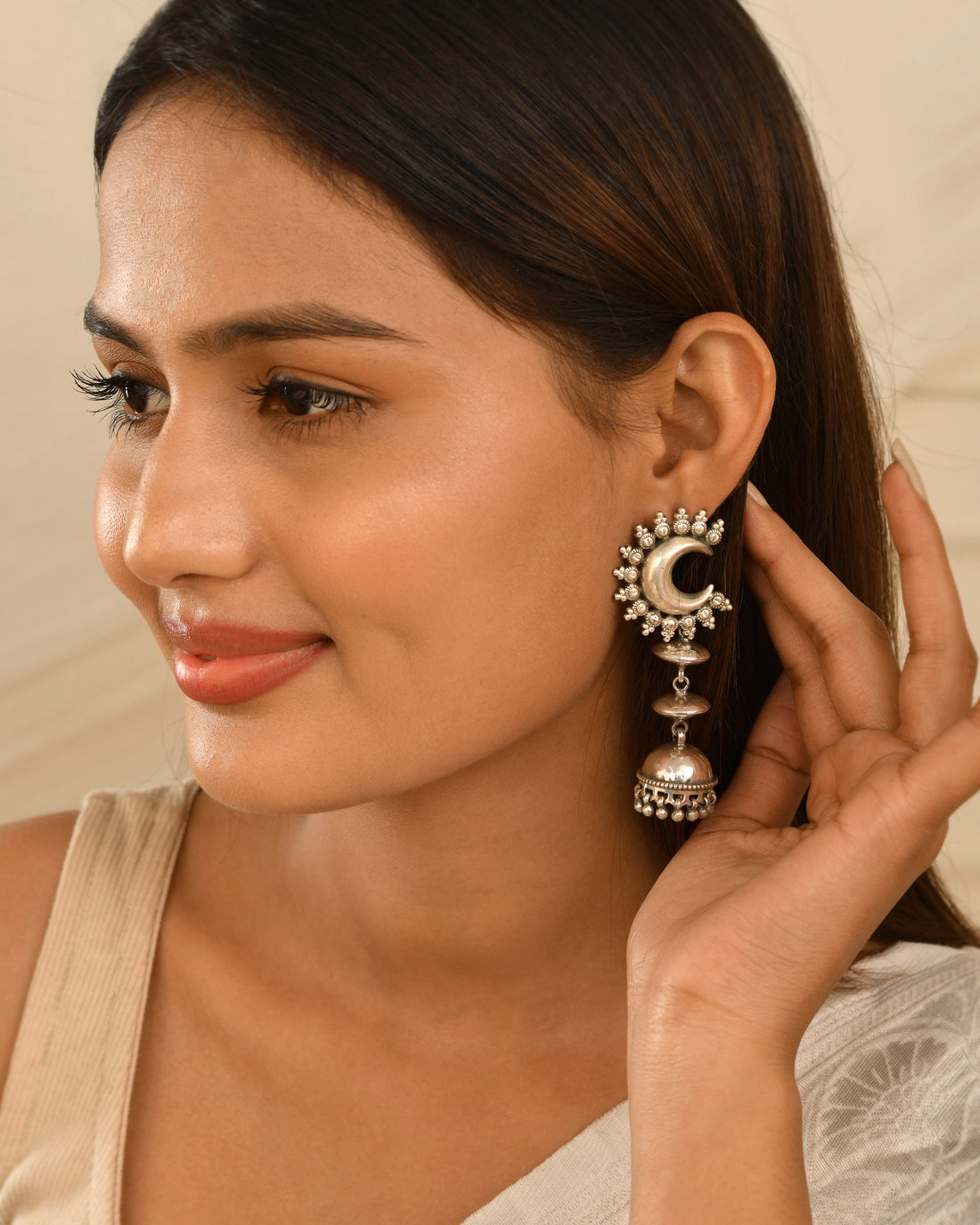 Crescent Jhumki Earrings