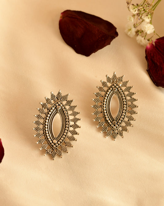 Sunburst Silver Statement Earrings