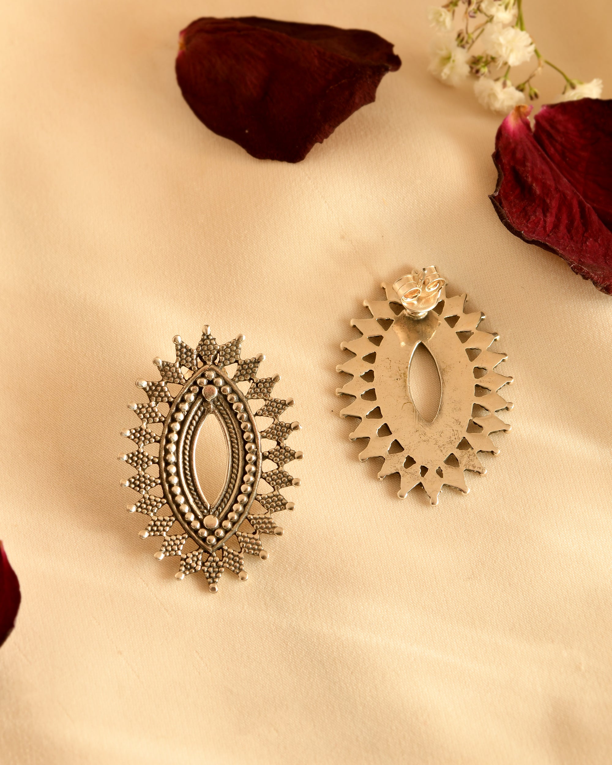 Sunburst Silver Statement Earrings