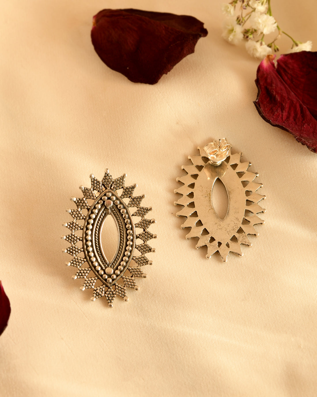 Sunburst Silver Statement Earrings