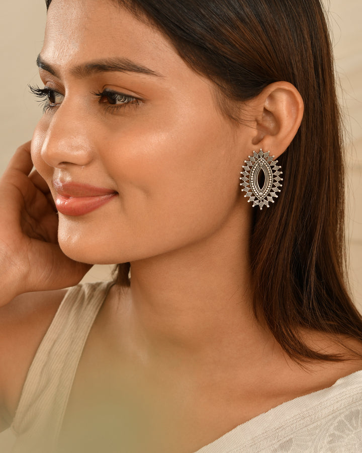 Sunburst Silver Statement Earrings