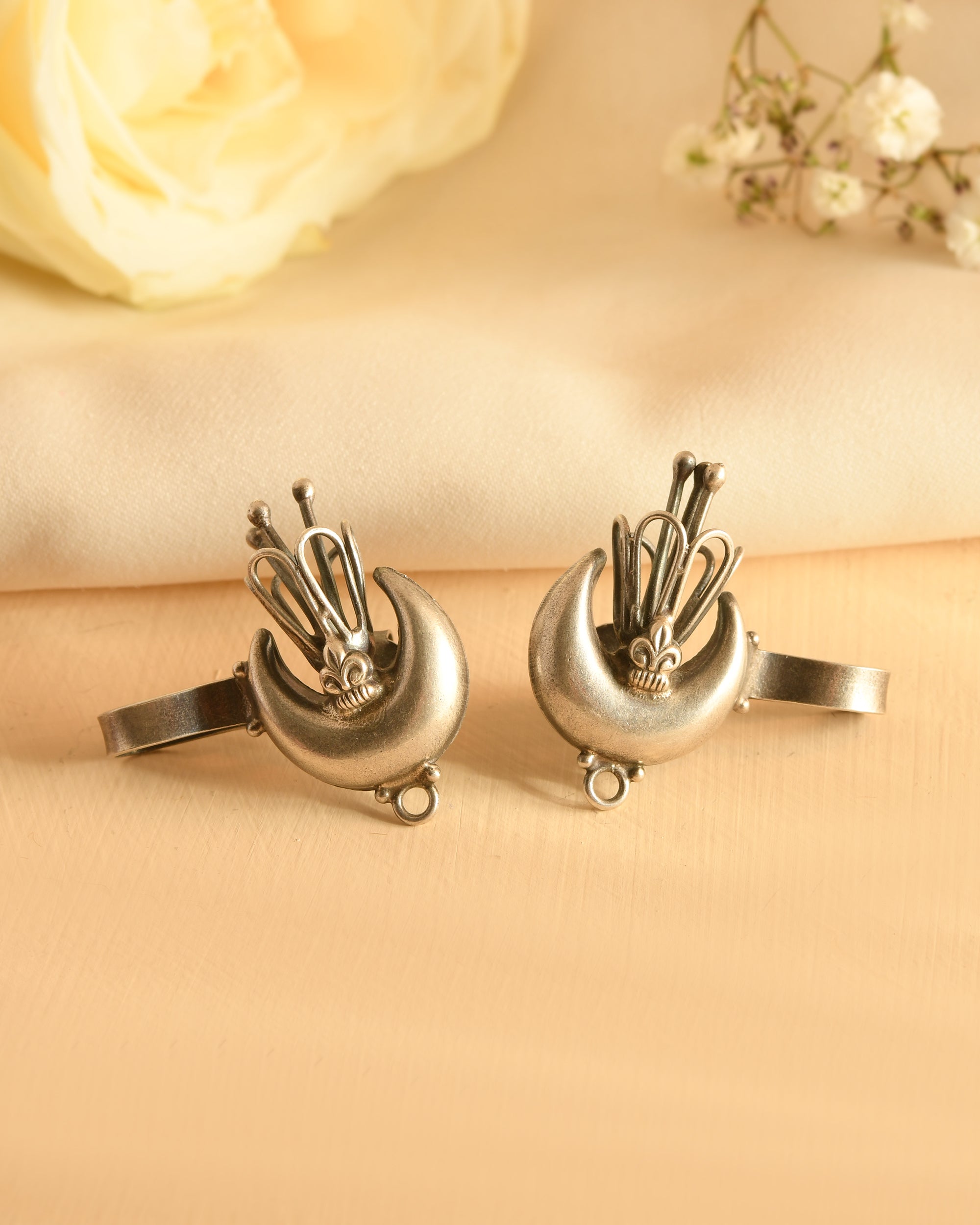 Crescent Charm Silver Earrings